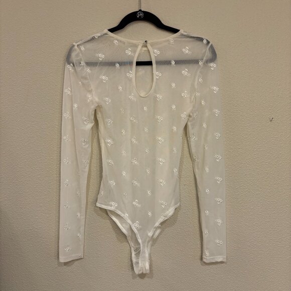 Free People White Make Out Mesh Embroidered Bodysuit - M - Picture 2 of 3